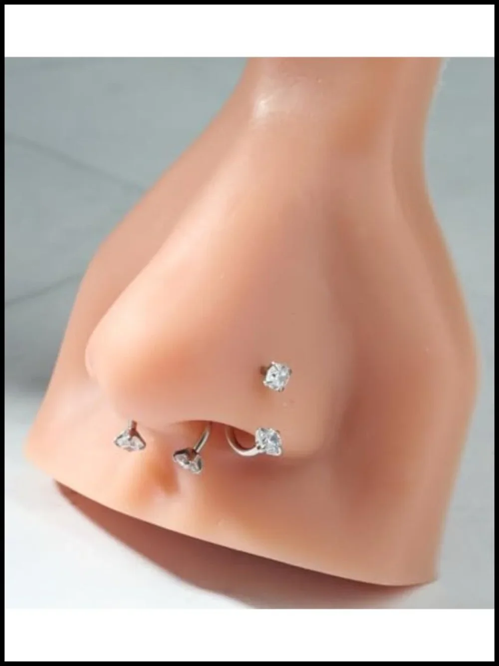 Surgical Steel Horseshoe Nose Ring Hoop 20g Half Hoop Double Gem U Shape